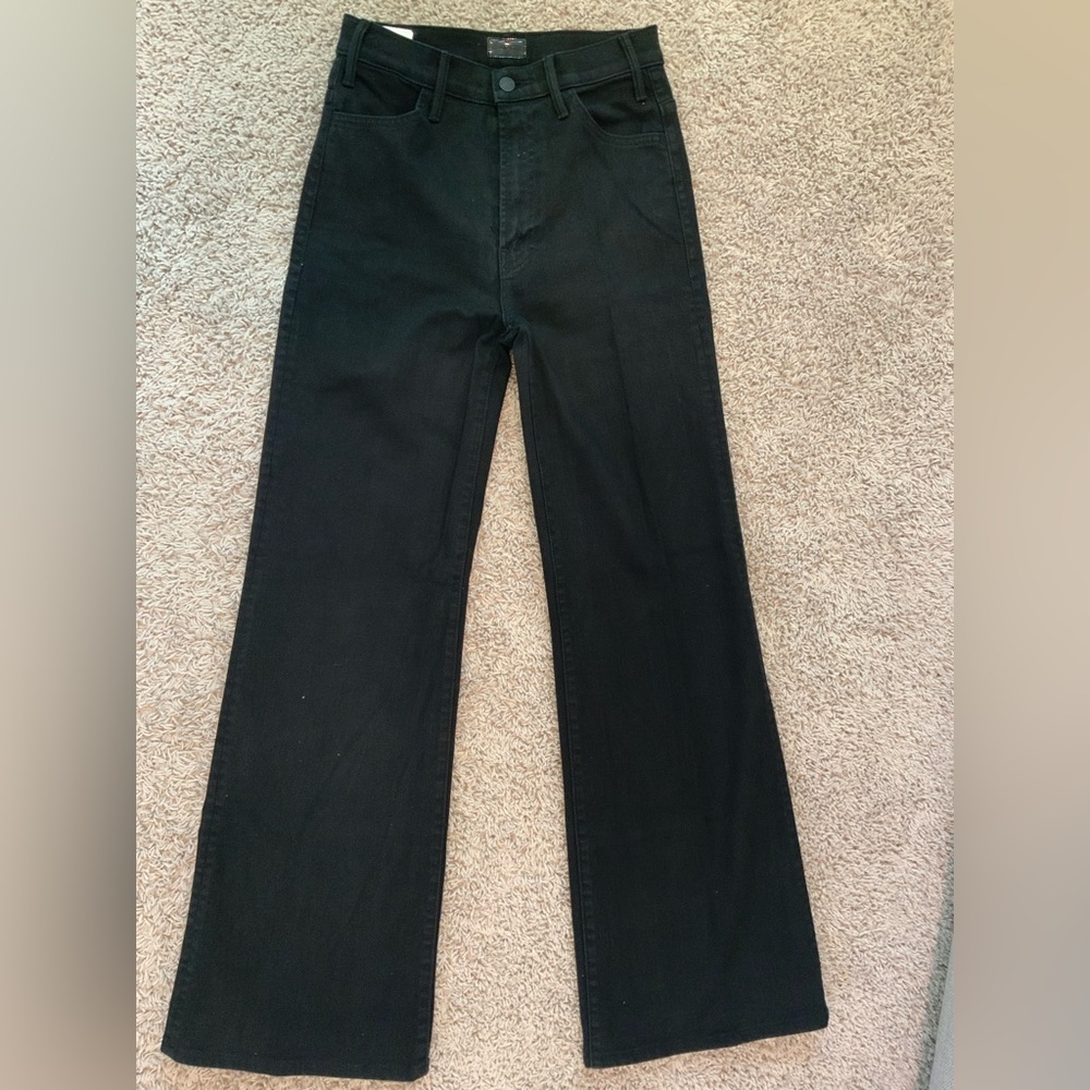 Mother Hustler Roller Heel Black Wide-Leg Pants 27